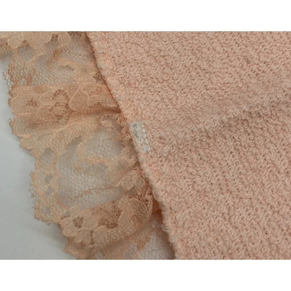 2 Vtg Cannon All Cotton Orange Peach Lace Washcloths USA Granny Cottage Coquette